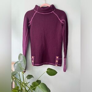 Dakini Purple Lambswool Mock Neck Sweater Size Small